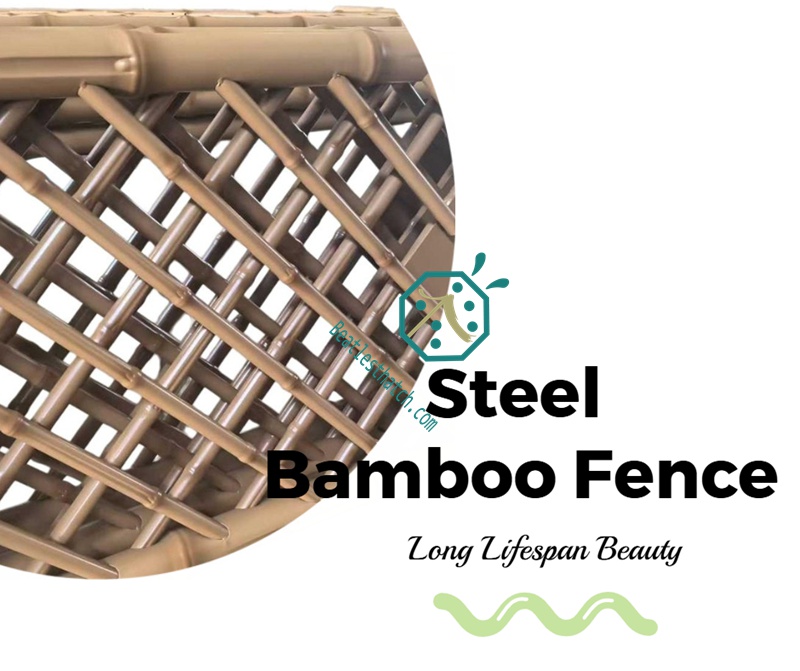 Garden or park landscape decoration steel bamboo fence screening poles Garden or park landscape decoration steel bamboo fence screening poles