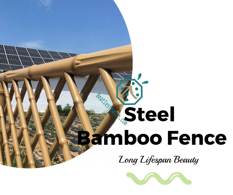 Garden or park landscape decoration steel bamboo fence screening poles Garden or park landscape decoration steel bamboo fence screening poles