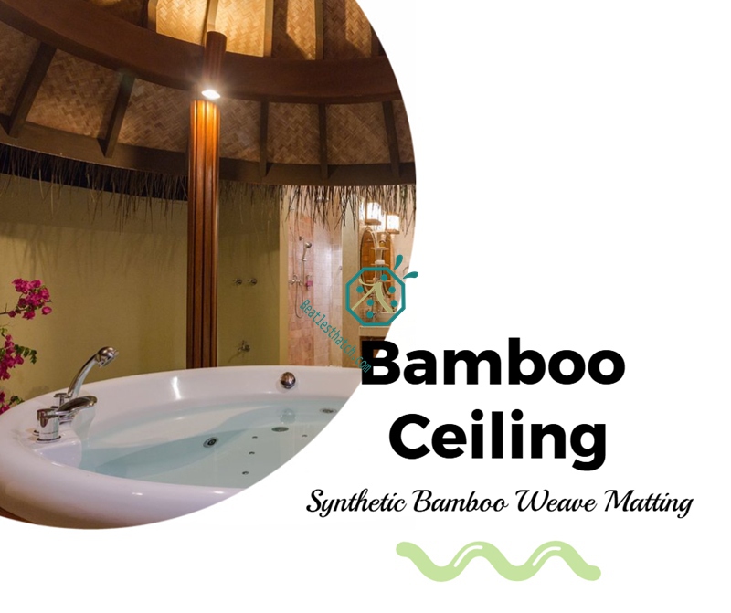 Weaving bamboo ceiling panels for park shed Weaving bamboo ceiling panels for park shed