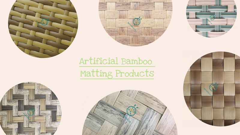 Artificial palm leaf matting designs for wall or ceiling decor Artificial palm leaf matting designs for wall or ceiling decor