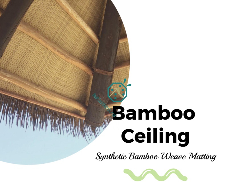 Artificial palm leaf woven matting for ceiling and wall decoration Artificial palm leaf woven matting for ceiling and wall decoration