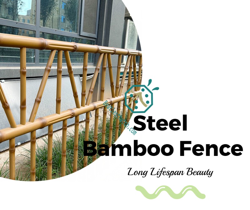 Double Deck Vertical Steel Bamboo Garden Fence Double Deck Vertical Steel Bamboo Garden Fence