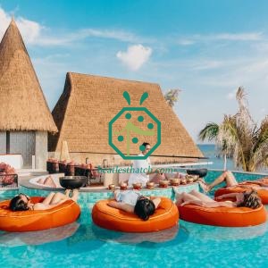 Hotel Villa Thatch Roof Renovation by Fire Resistant Synthetic Cadjad Thatch Roof Tiles