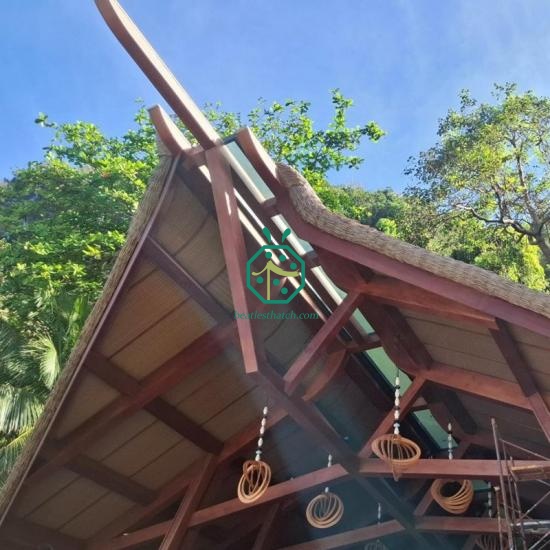 Synthetic Raffia Thatch Roof Covering to Build Great Water Villa Pavilion Guest Room