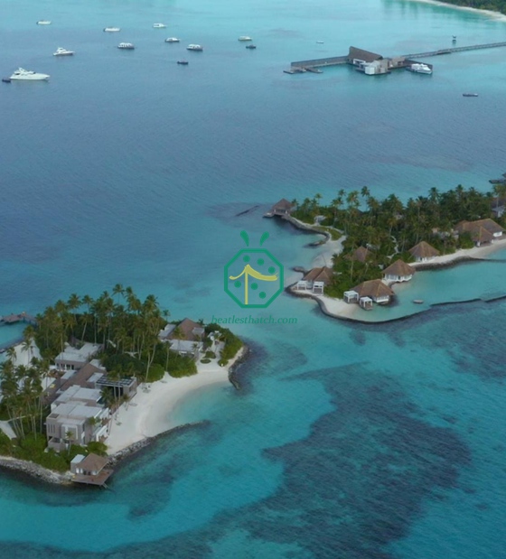 Island Water Villa Bungalow Fake Thatch Roof Buildings