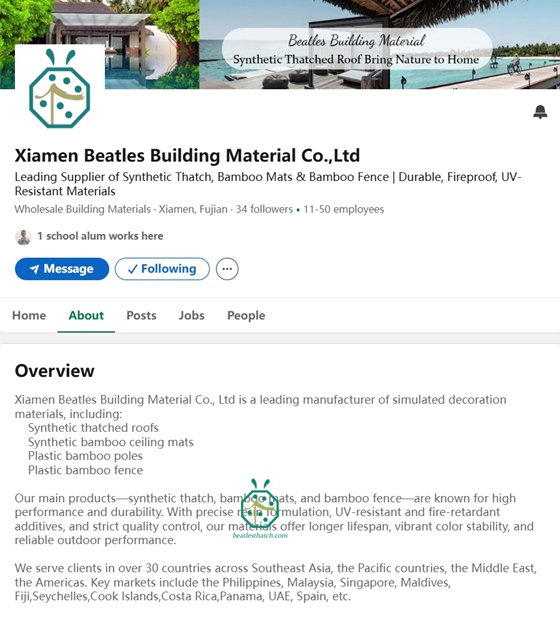 Enhance Marketing for Our Synthetic Thatch Roof in Linkedin