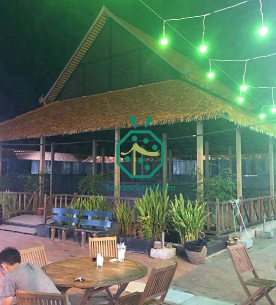 Cambodia Bungalow Restaurant Synthetic Thatch Roofing Project